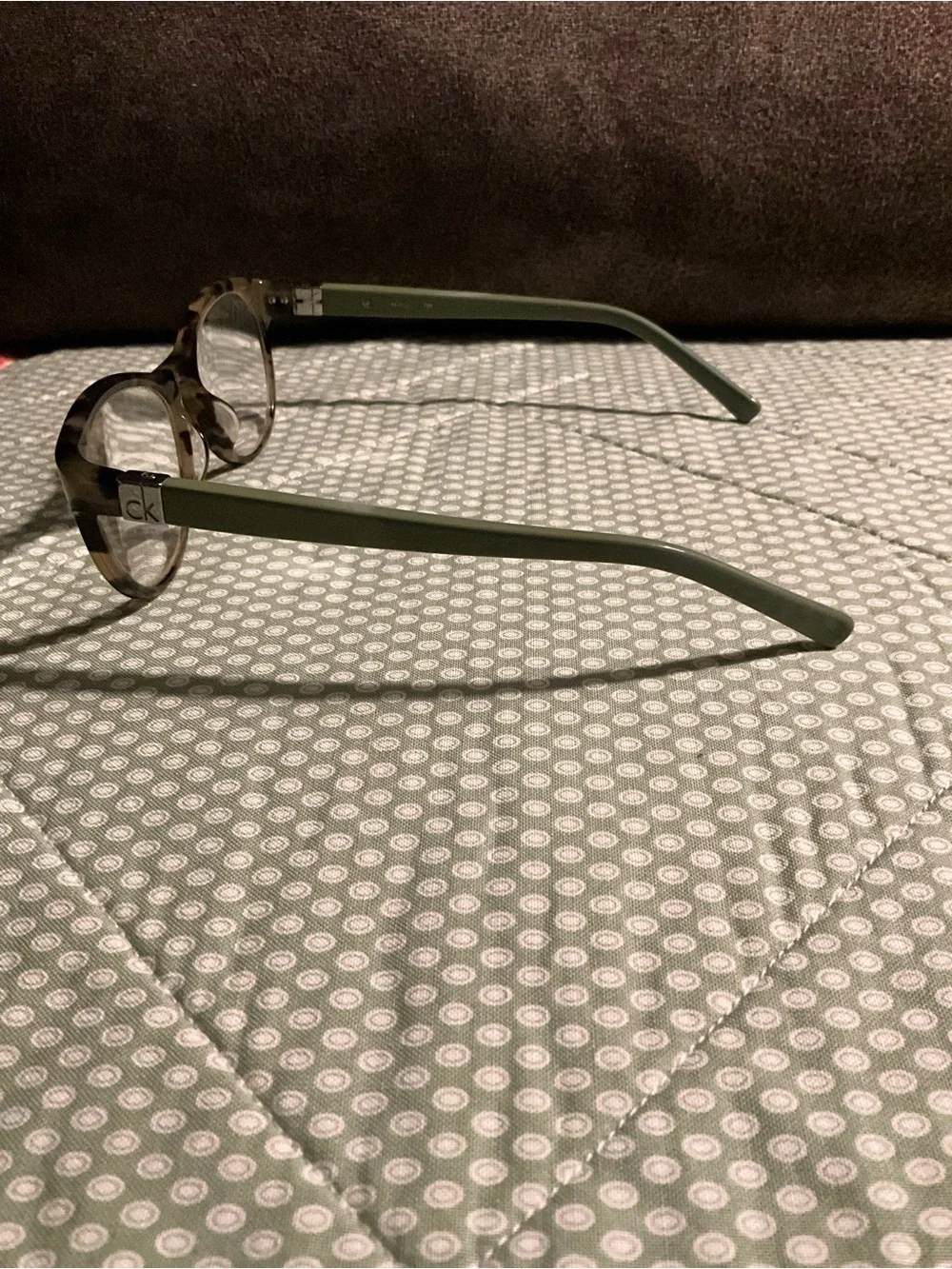 Calvin Klein Brown Tortoiseshell Frames with Olive Green Temples